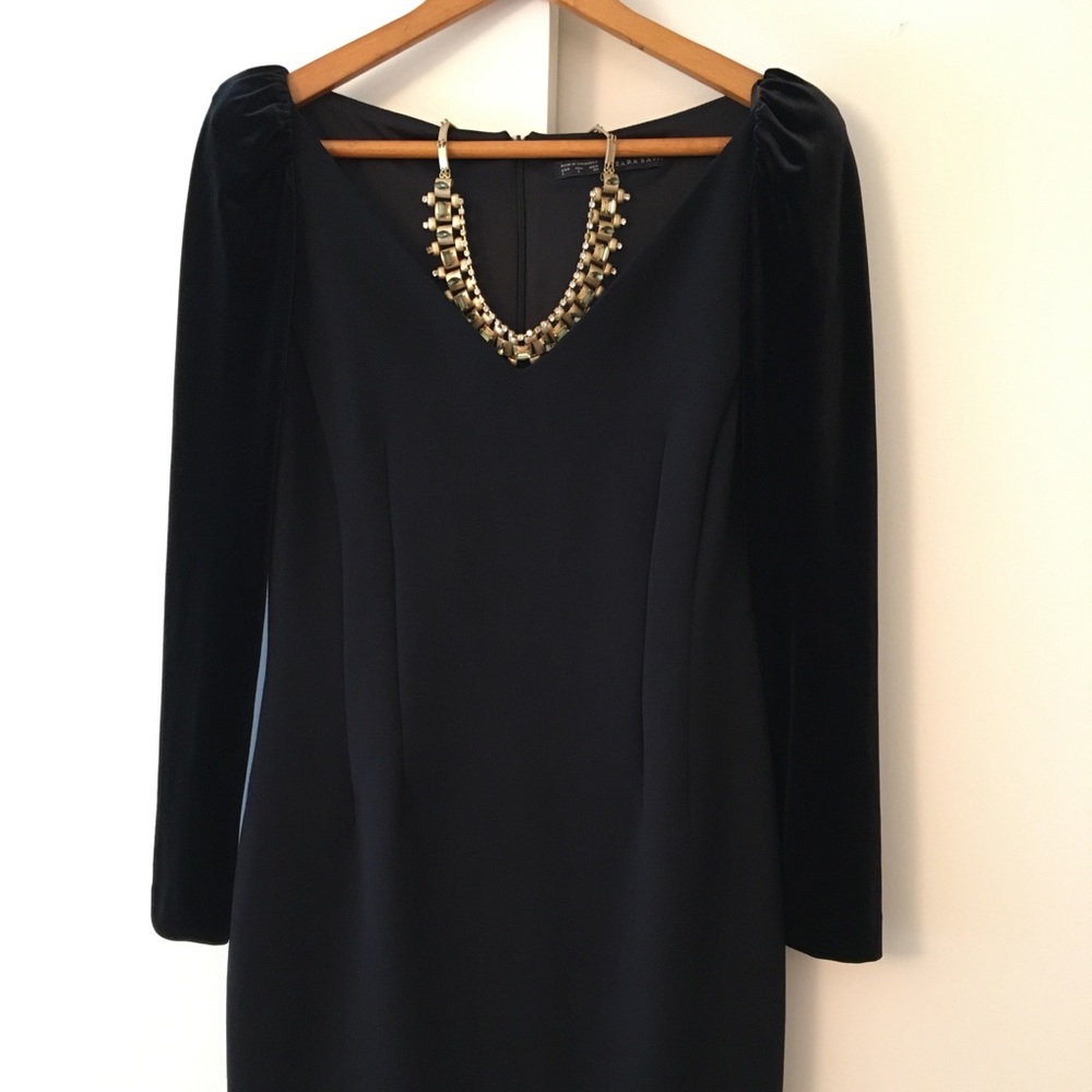 Zara Woman Basic Long Sleeve Black Dress - Size L